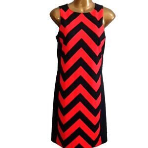 NWT Michael Kors Sz 2 Dress Orange & Navy Chevron Print